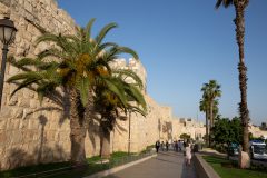 The west side of the old city walls approaching the Jaffa Gate