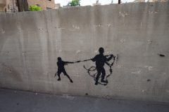 A possible Banksy on a street wall in Bethlehem