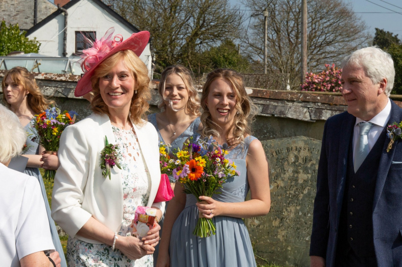 Bride's parents with some of the bridesmaids