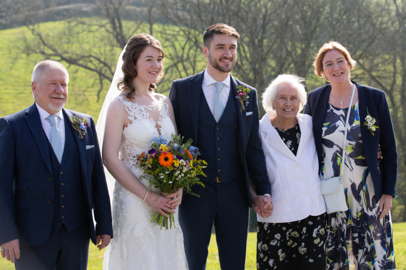 Jess and Ciaran, Sara and Peter, with Grandma