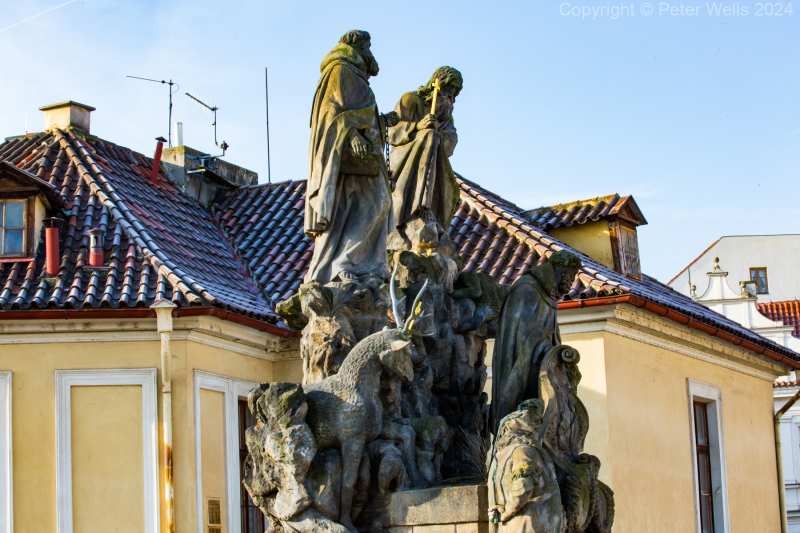 Statues on the end of Charles Bridge